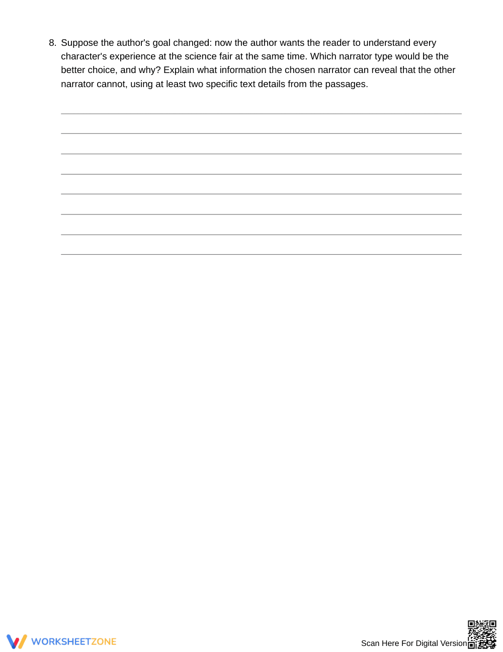 Complete Narrator Choice Worksheet | Grade 6 ELA - Page 5