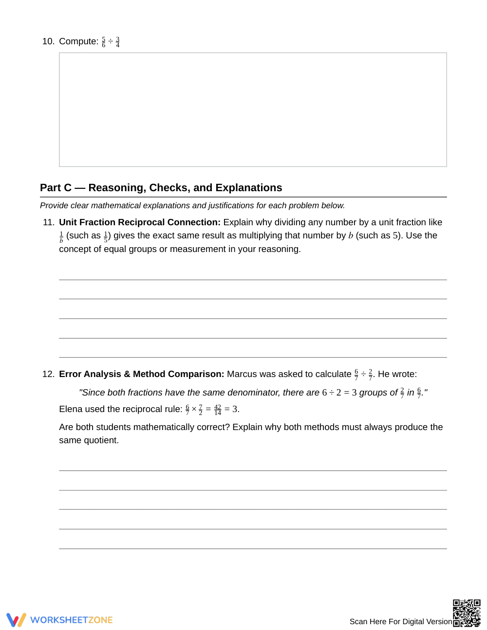 Complete Fraction Reciprocal Rule Worksheet | Grade 6 Math - Page 5