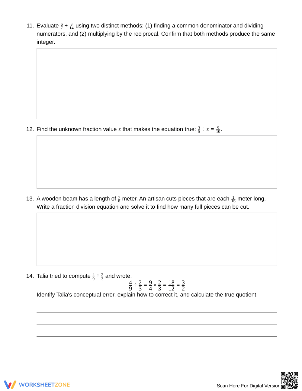 Complete Fraction Quotients Worksheet | Grade 6 Math - Page 4