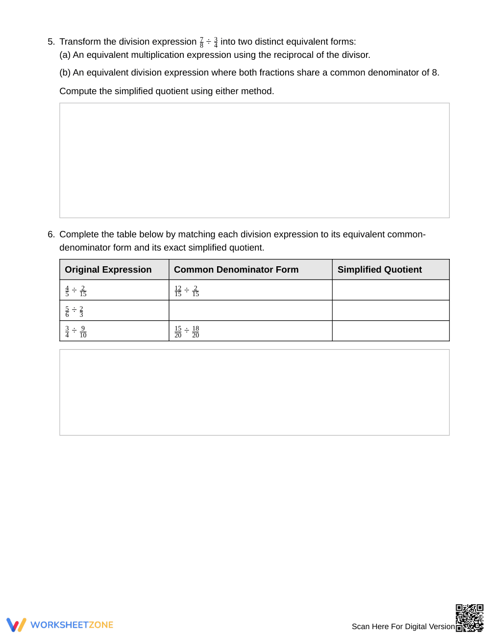 Complete Equivalent Quotients Worksheet | Grade 6 Math - Page 3