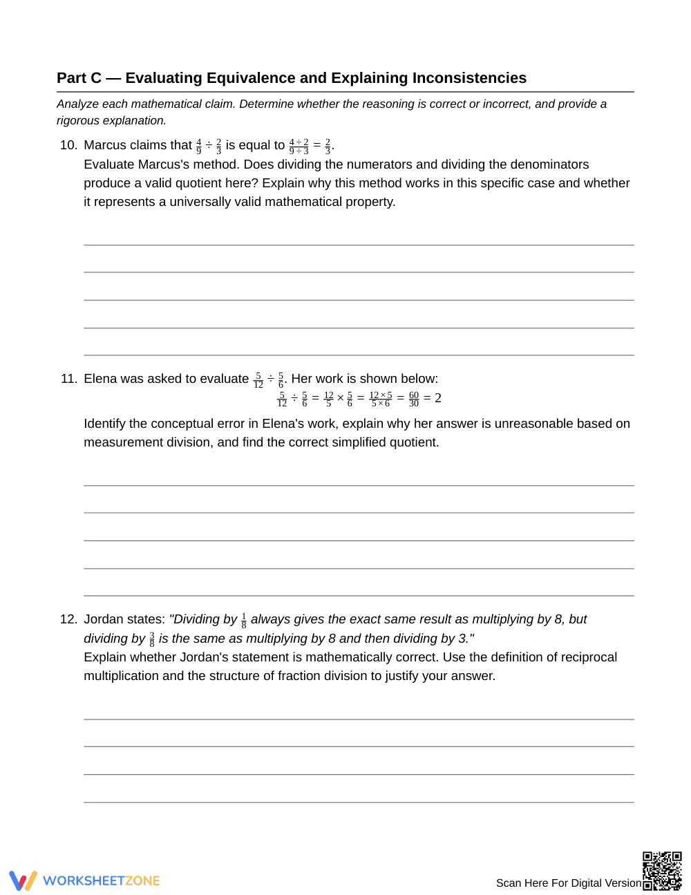 Complete Equivalent Quotients Worksheet | Grade 6 Math - Page 5