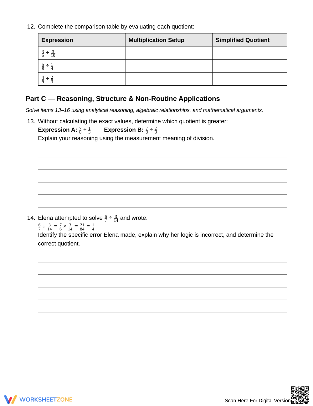 Complete Dividing Fractions Worksheet | Grade 6 Math - Page 4