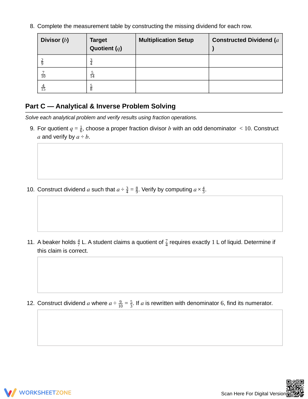 Complete Constructing Dividends Worksheet | Grade 6 Math - Page 3