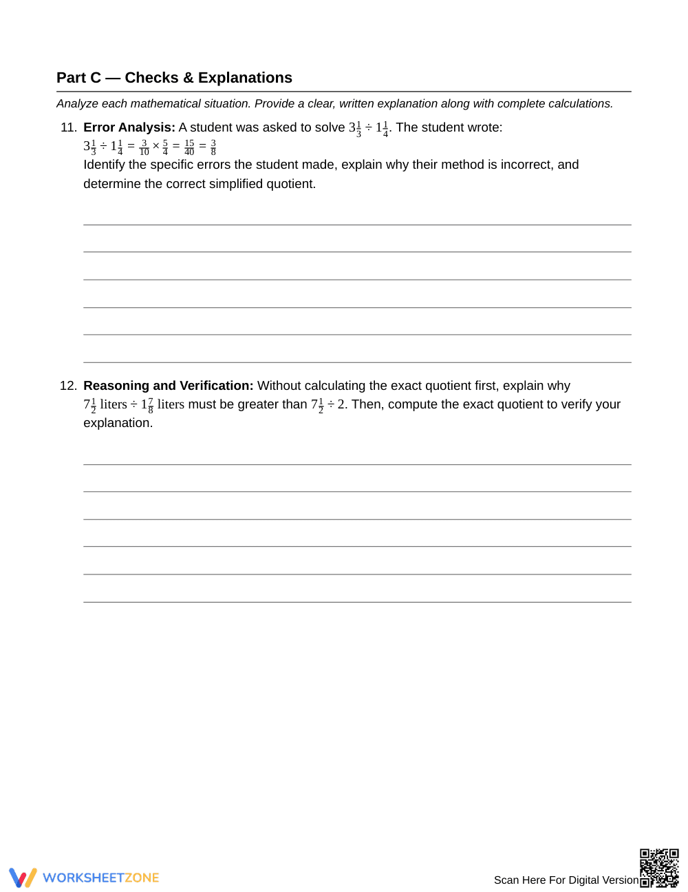 Complete Dividing Mixed Numbers Worksheet | Grade 6 Math - Page 5