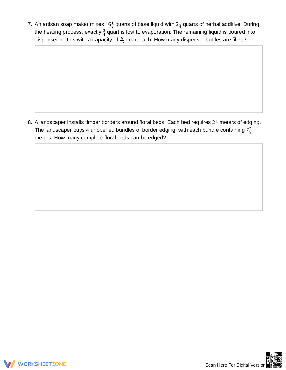 Complete Dividing Mixed Numbers Worksheet | Grade 6 Math - Page 4
