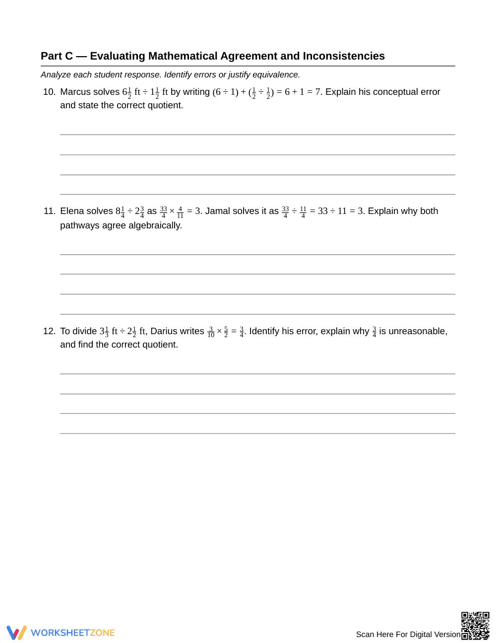 Complete Dividing Mixed Numbers Worksheet | Grade 6 Math - Page 4