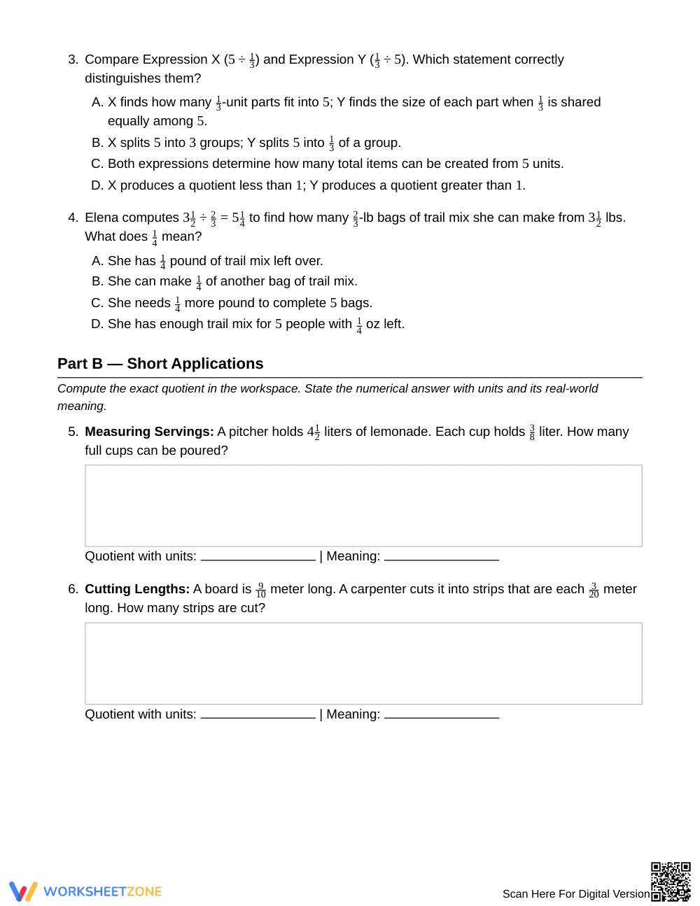 Essential Interpreting Quotients Worksheet | Grade 6 Math - Page 2