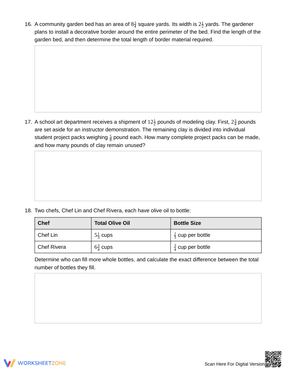 Ready Fraction Division Contexts Worksheet | Grade 6 Math - Page 5