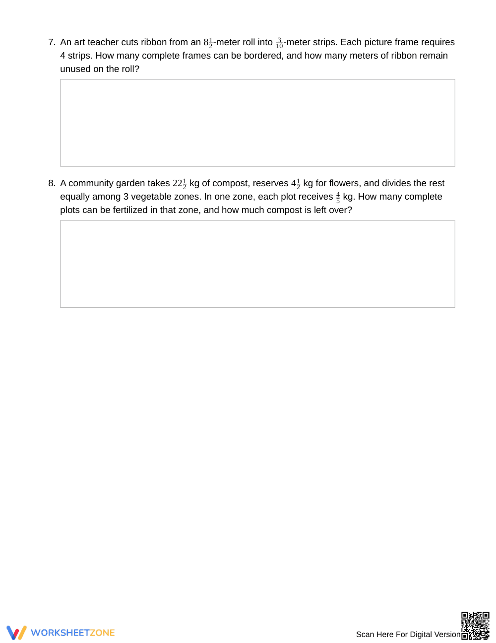 Complete Fraction Portions Worksheet | Grade 6 Math - Page 4