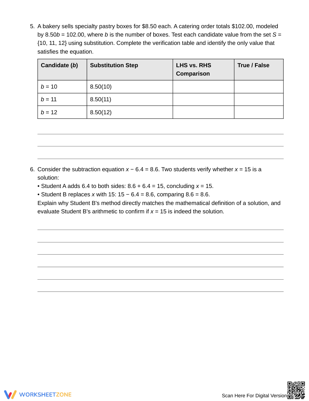 Essential Justifying Solutions Worksheet | Grade 6 Math - Page 4