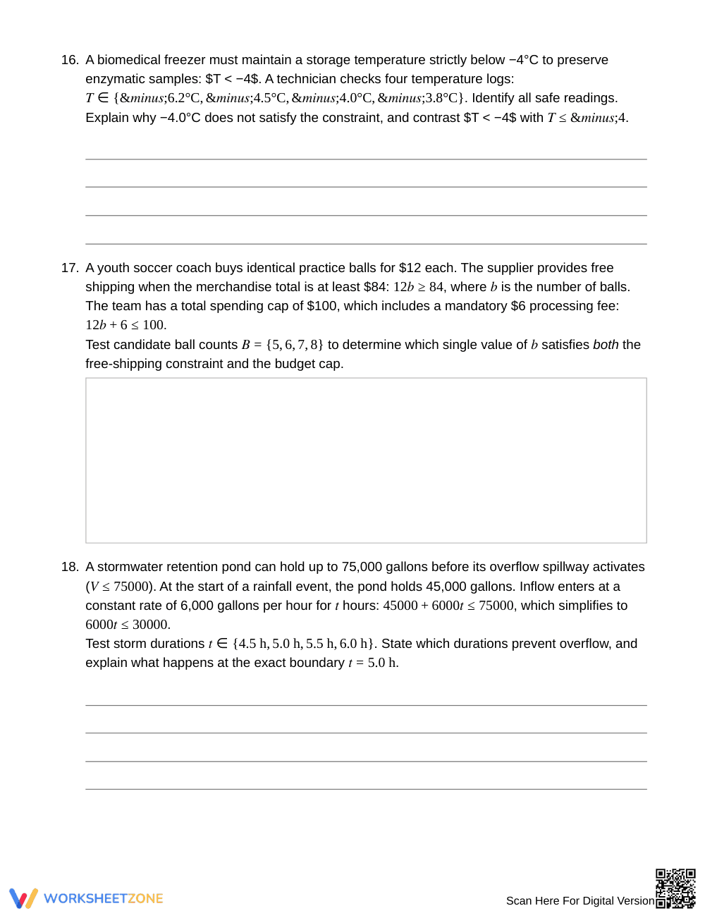 Ready Inequality Constraints Worksheet | Grade 6 Math - Page 5