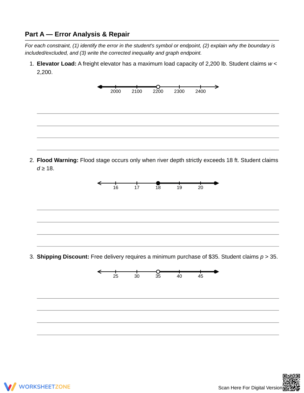 Essential Inequality Endpoints Worksheet | Grade 6 Math - Page 2