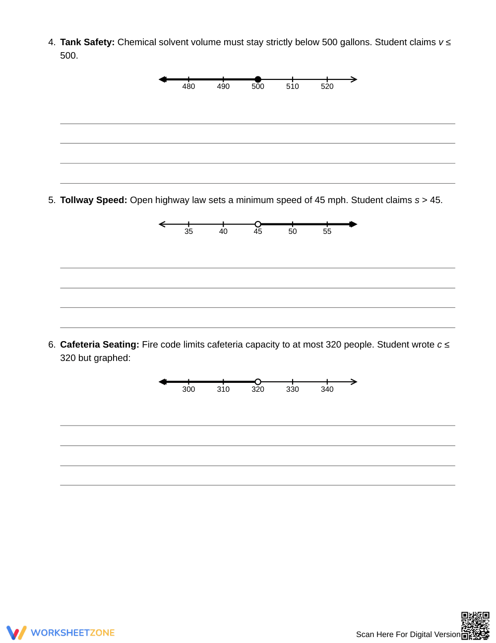 Essential Inequality Endpoints Worksheet | Grade 6 Math - Page 3