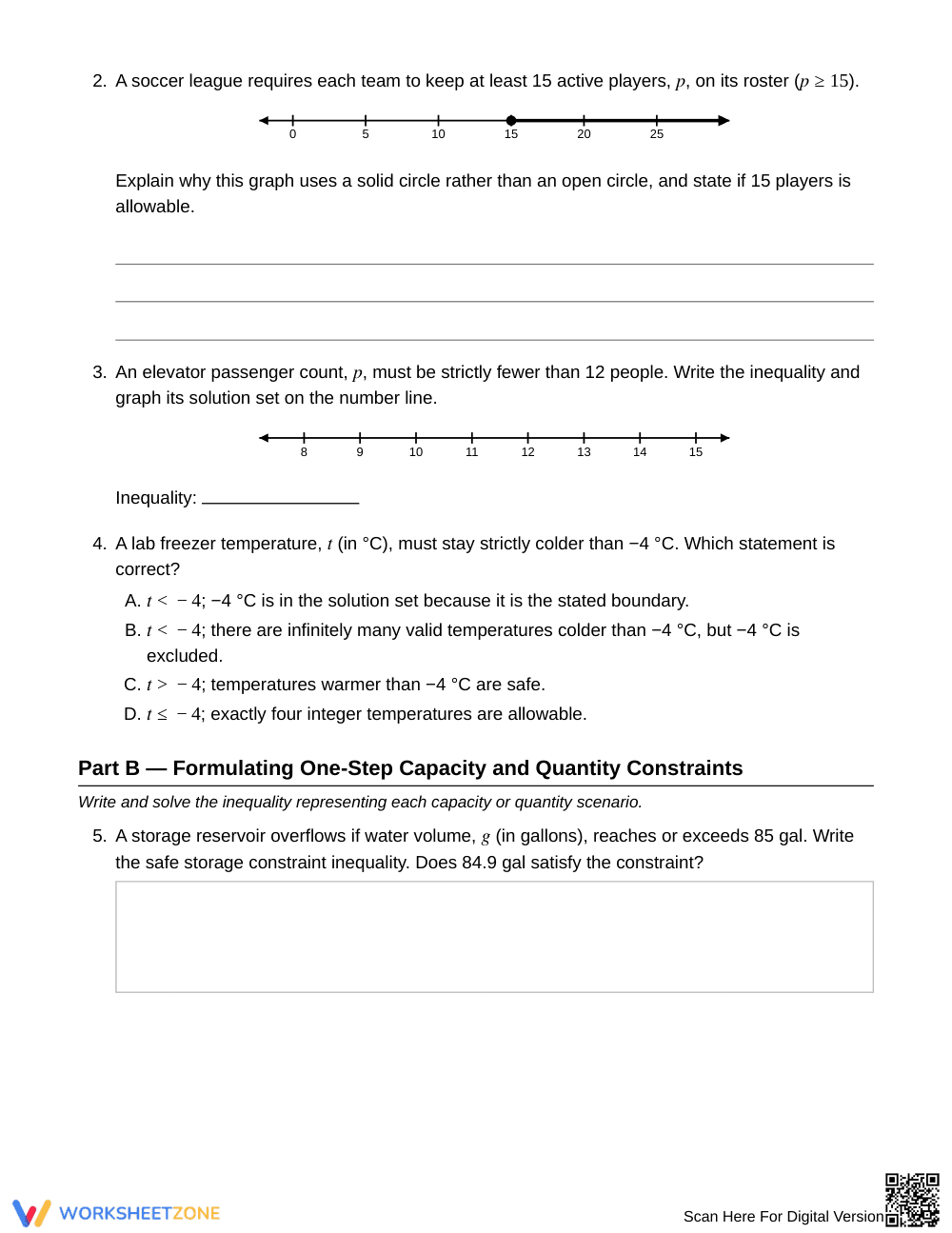 Essential Inequality Constraints Worksheet | Grade 6 Math - Page 2