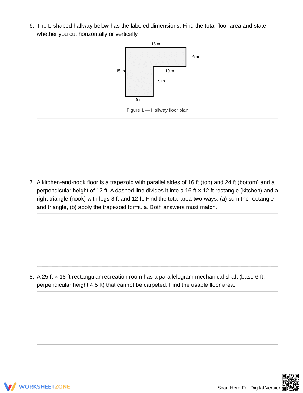 Complete Composite Figures Area Worksheet | Grade 6 Math - Page 3
