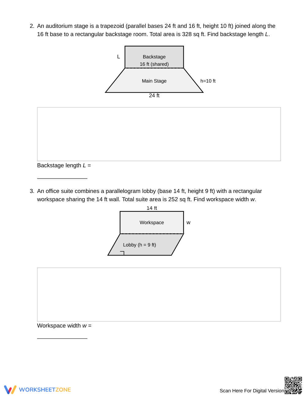 Printable Missing Dimension Area Worksheet | Grade 6 Math - Page 2