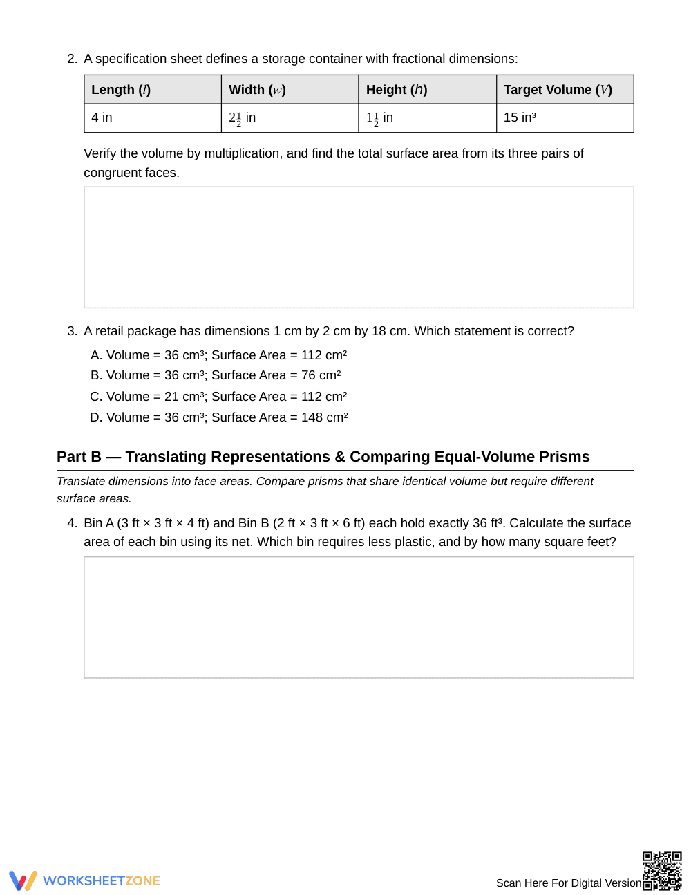 Essential Equal-Volume Prisms Worksheet | Grade 6 Math - Page 2