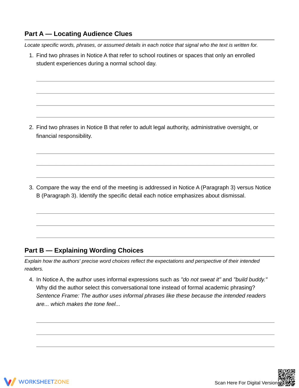 Complete Audience Analysis Worksheet | Grade 6 ELA - Page 3
