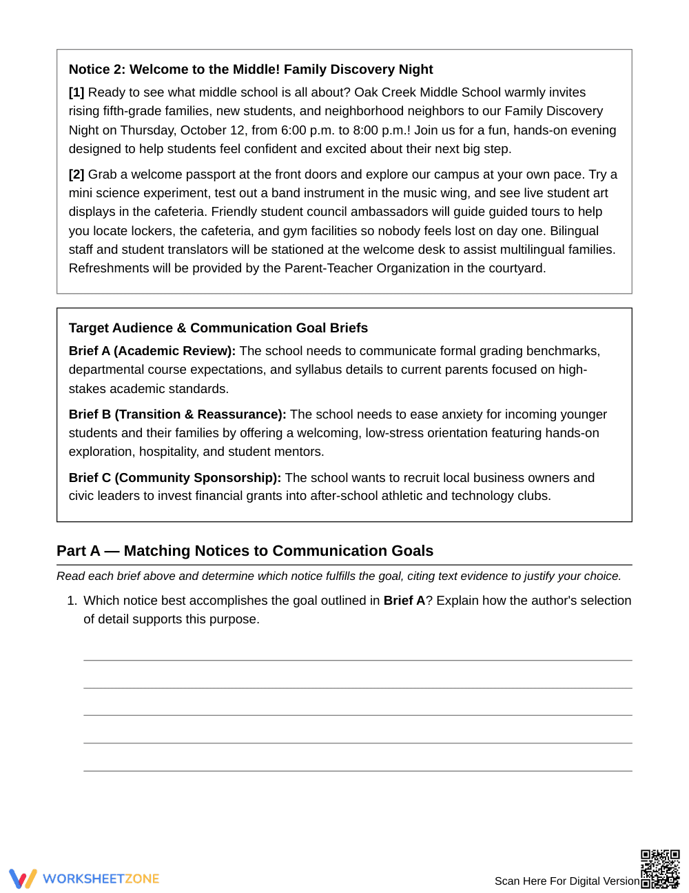 Complete Author's Purpose & Audience Worksheet | Grade 6 ELA - Page 2