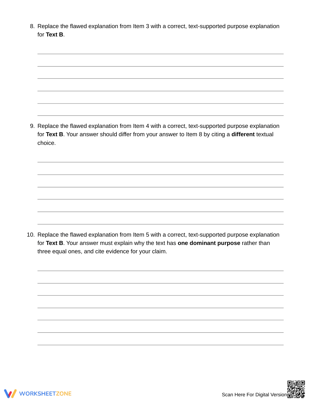 Essential Repair Weak Purpose Worksheet | Grade 6 ELA - Page 5
