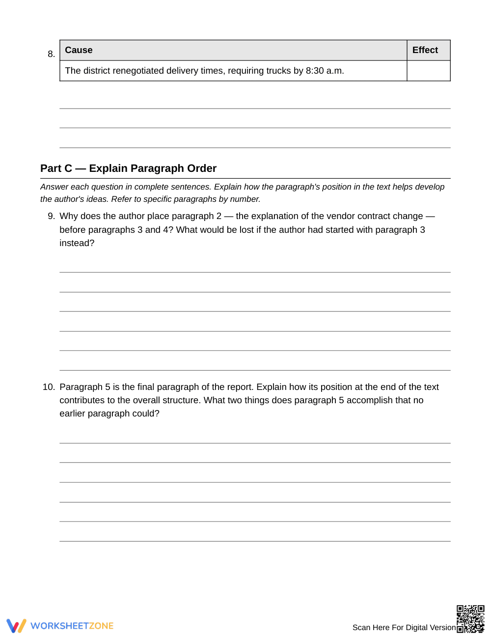 Essential Trace Causes & Effects Worksheet | Grade 6 ELA - Page 5