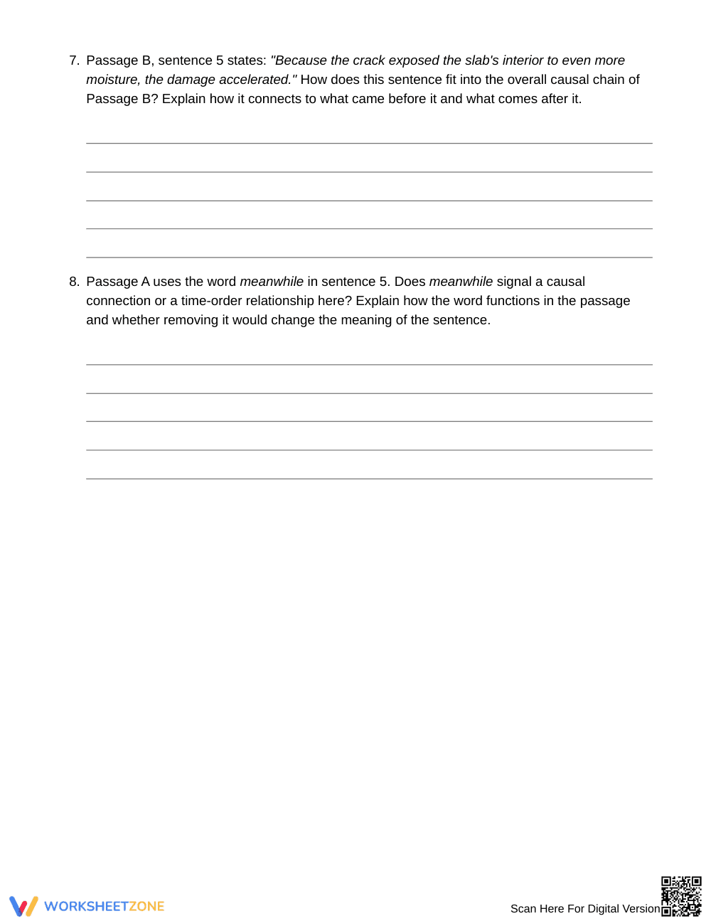 Complete Sequence or Cause Worksheet | Grade 6 ELA - Page 4