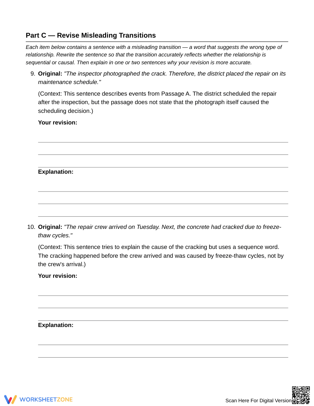 Complete Sequence or Cause Worksheet | Grade 6 ELA - Page 5