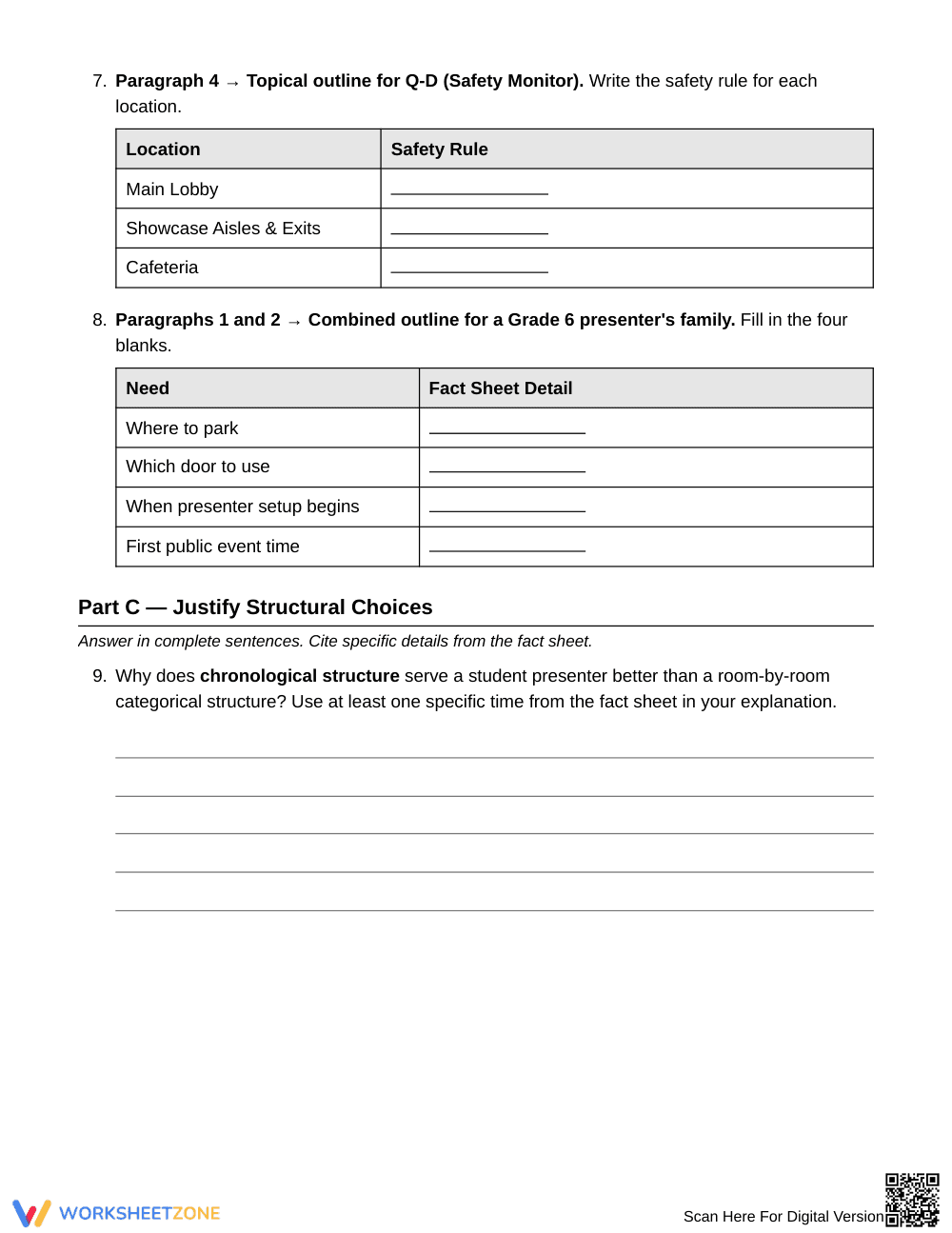Complete Text Structure & Purpose Worksheet | G6 ELA - Page 4