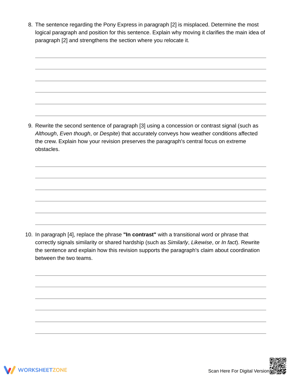 Essential Structural Signals Worksheet | Grade 6 ELA - Page 5