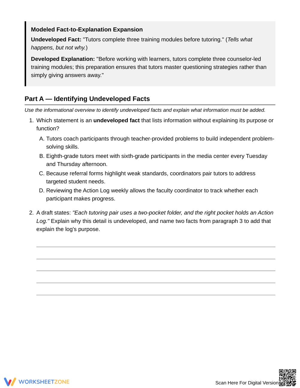 Essential Developing Details Worksheet | Grade 6 ELA - Page 2