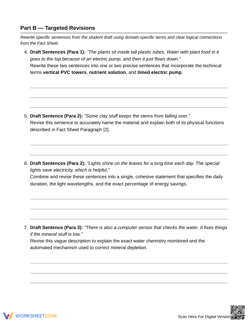 Proven Explanatory Draft Revision Worksheet | Grade 6 ELA - Page 4