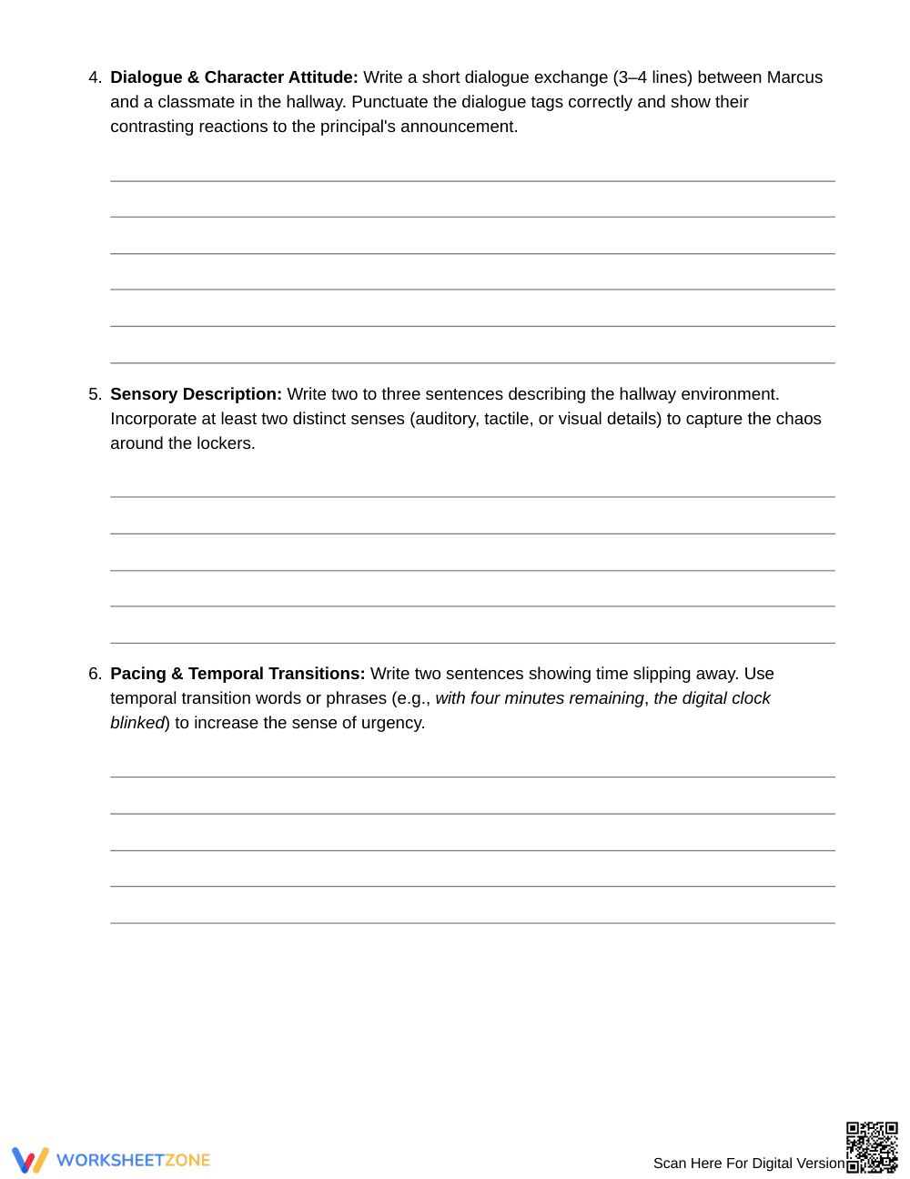 Essential Narrative Craft Worksheet | Grade 6 ELA - Page 3