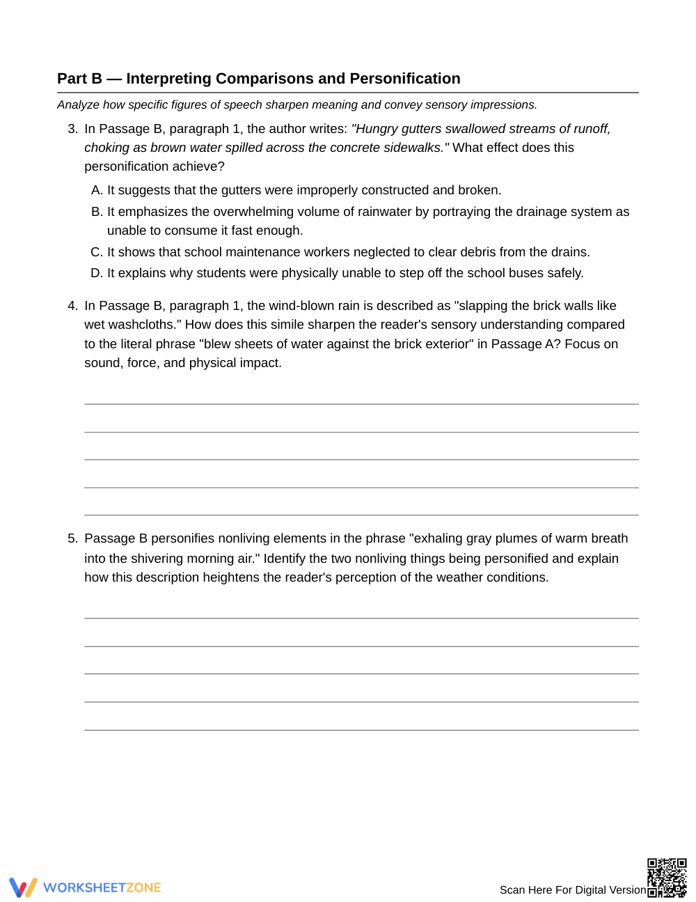 Complete Figurative vs Literal Worksheet | Grade 6 ELA - Page 3