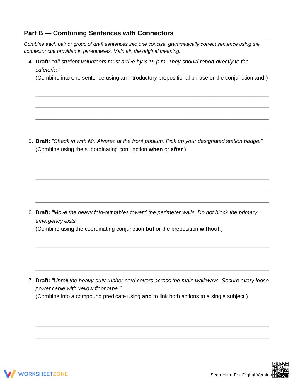 Essential Sentence Combining Worksheet | Grade 6 ELA - Page 3