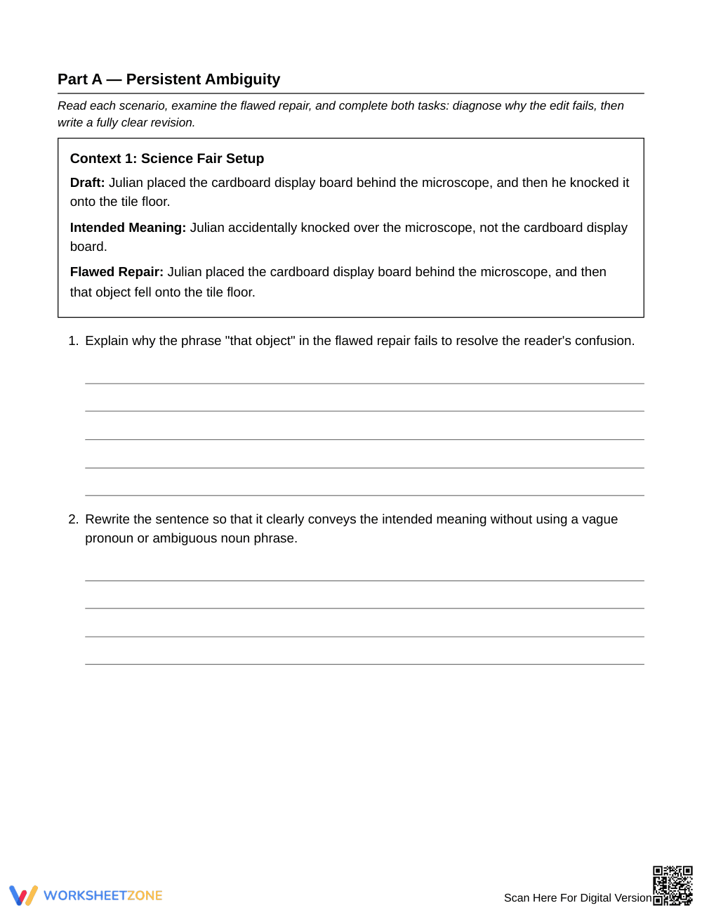 Complete Pronoun Repair Worksheet | Grade 6 ELA - Page 2