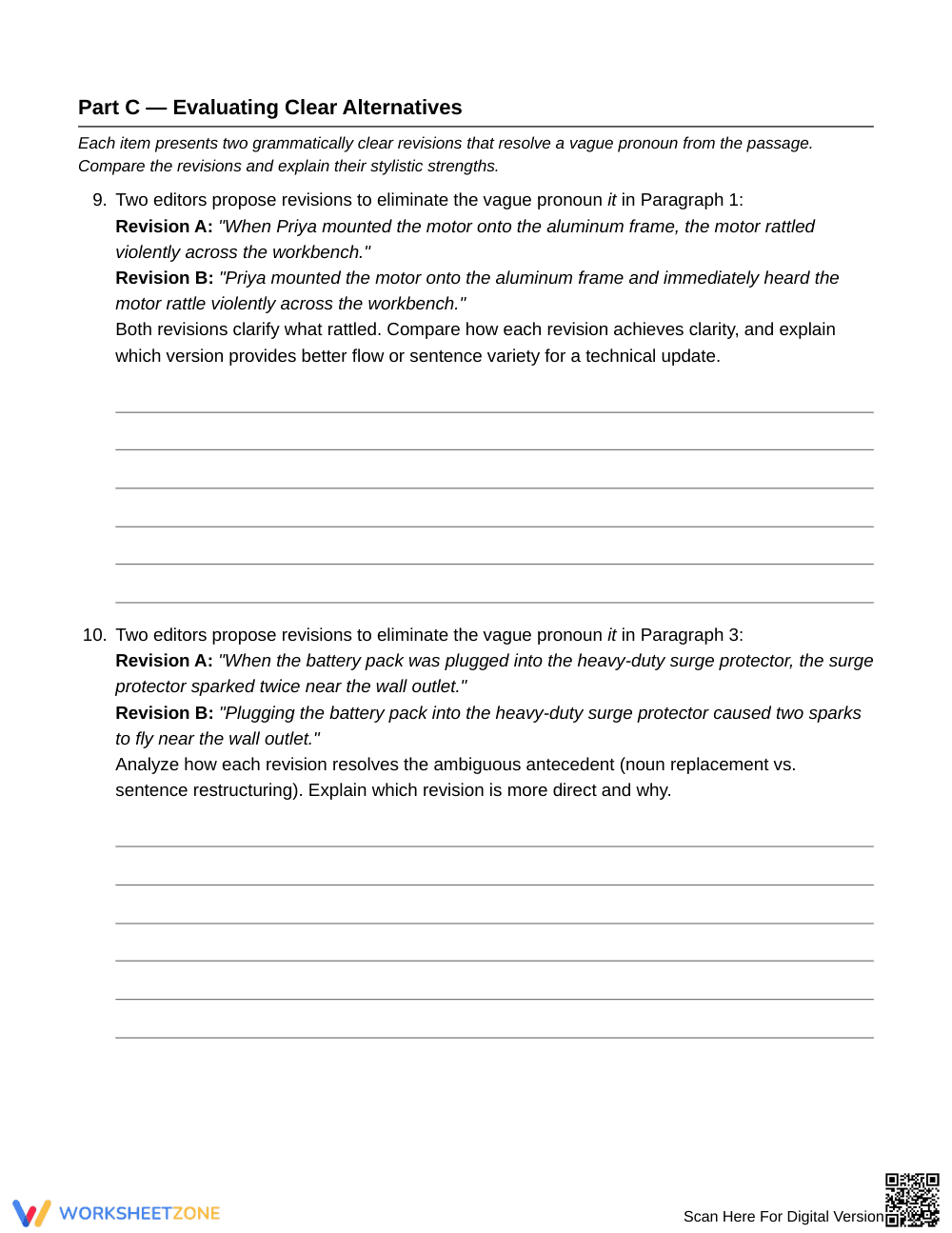 Complete Pronoun Clarity Worksheet | Grade 6 ELA - Page 5
