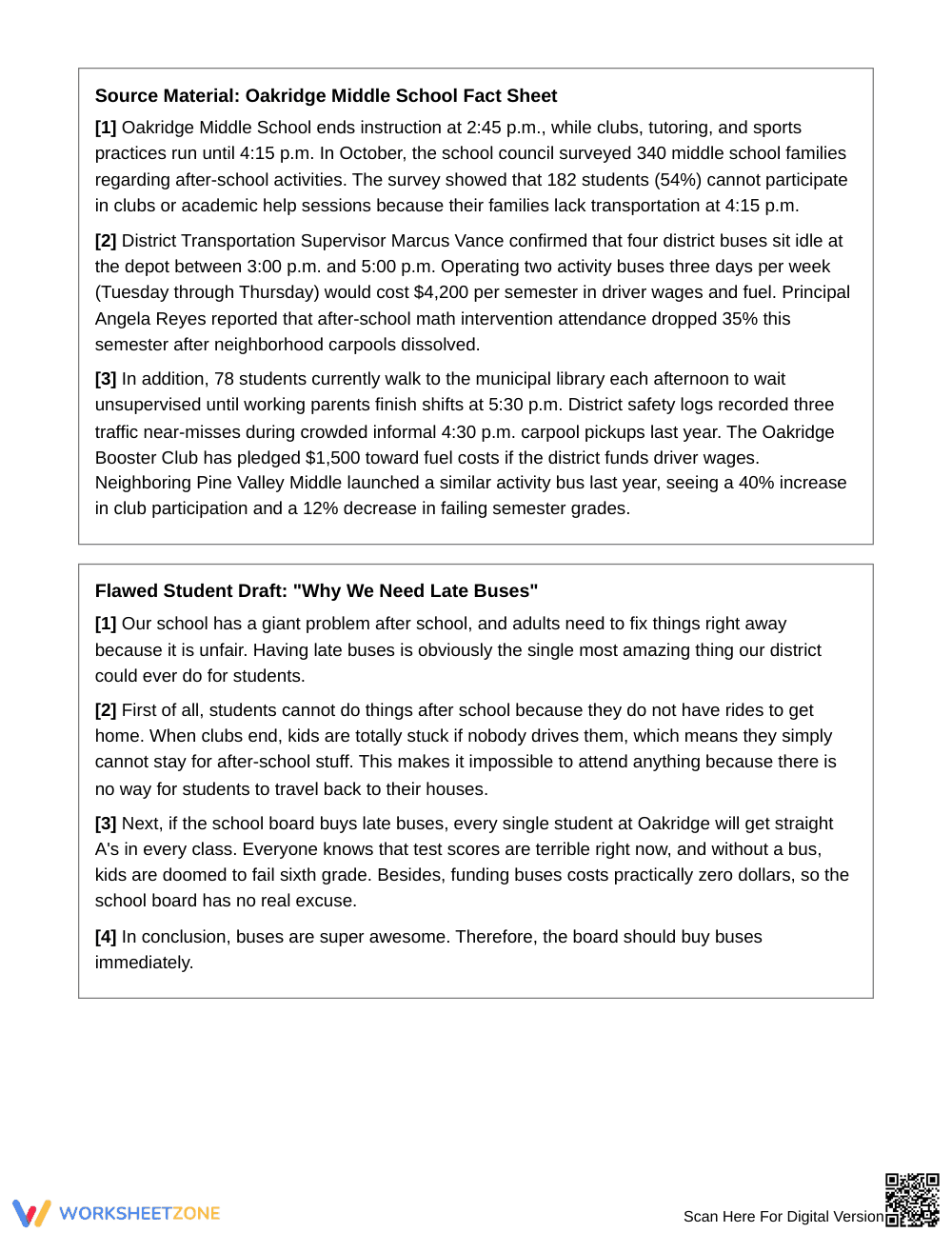 Complete Argument Revision Worksheet | Grade 6 ELA - Page 2