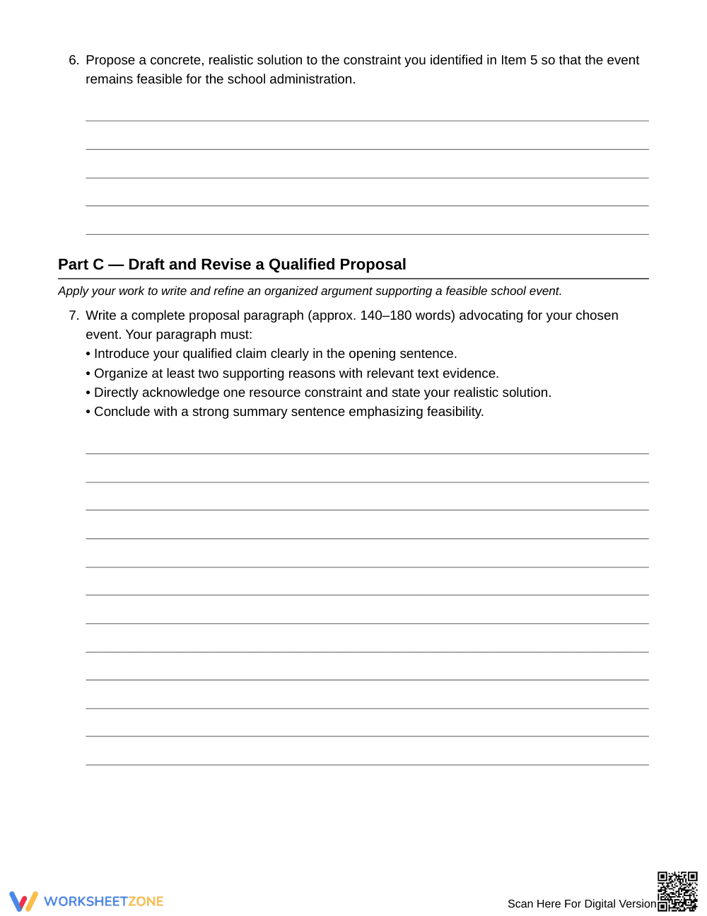 Complete Qualified Proposals Worksheet | Grade 6 ELA - Page 4