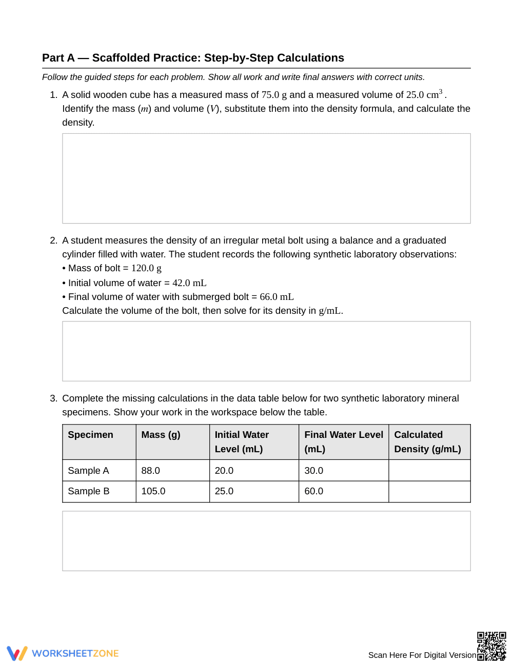 Complete Density Calculation Worksheet | Grade 6 Science - Page 2