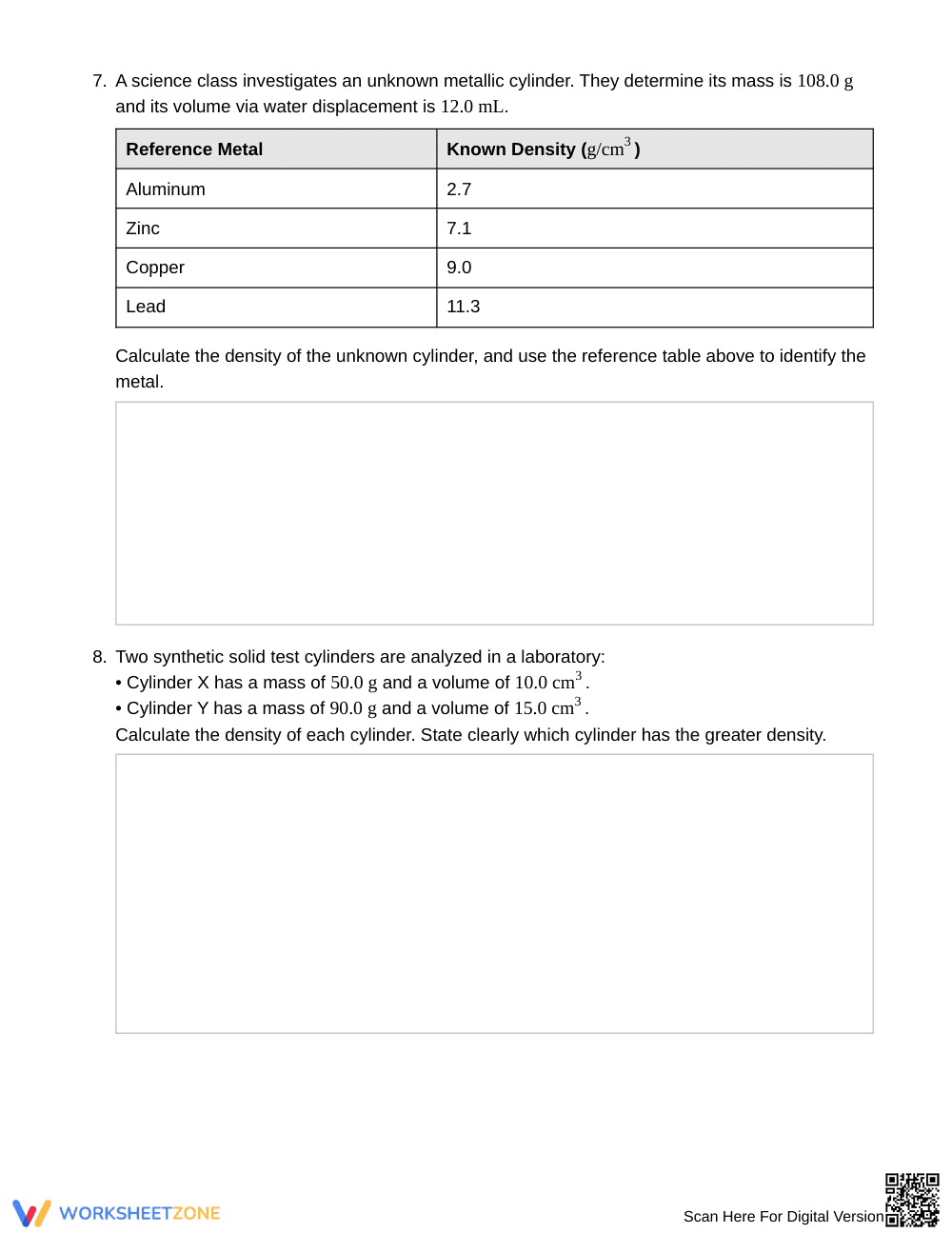 Complete Density Calculation Worksheet | Grade 6 Science - Page 4