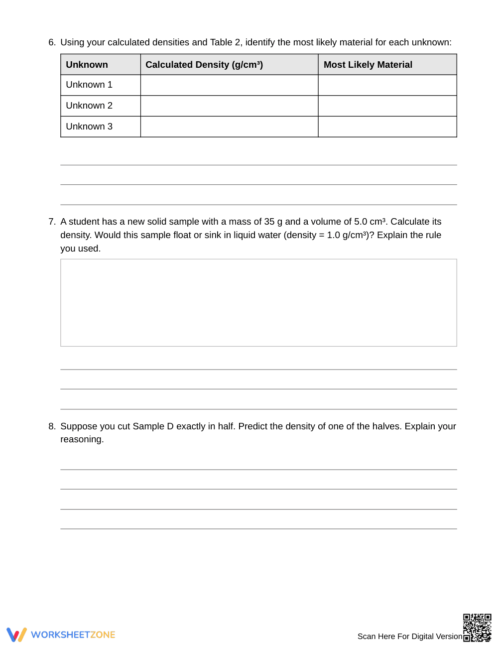 Essential Mass-Volume Density Worksheet | Grade 6 Science - Page 4