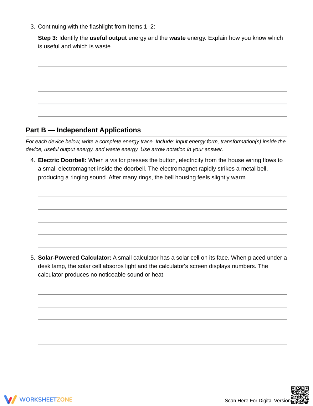 Complete Energy Trace Worksheet | Grade 6 Science - Page 3