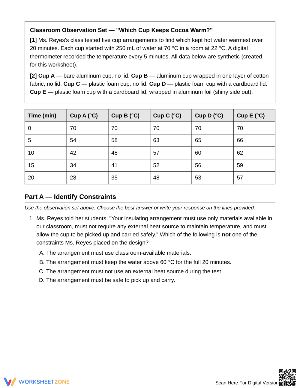 Complete Thermal Insulation Worksheet | Grade 6 Science - Page 2