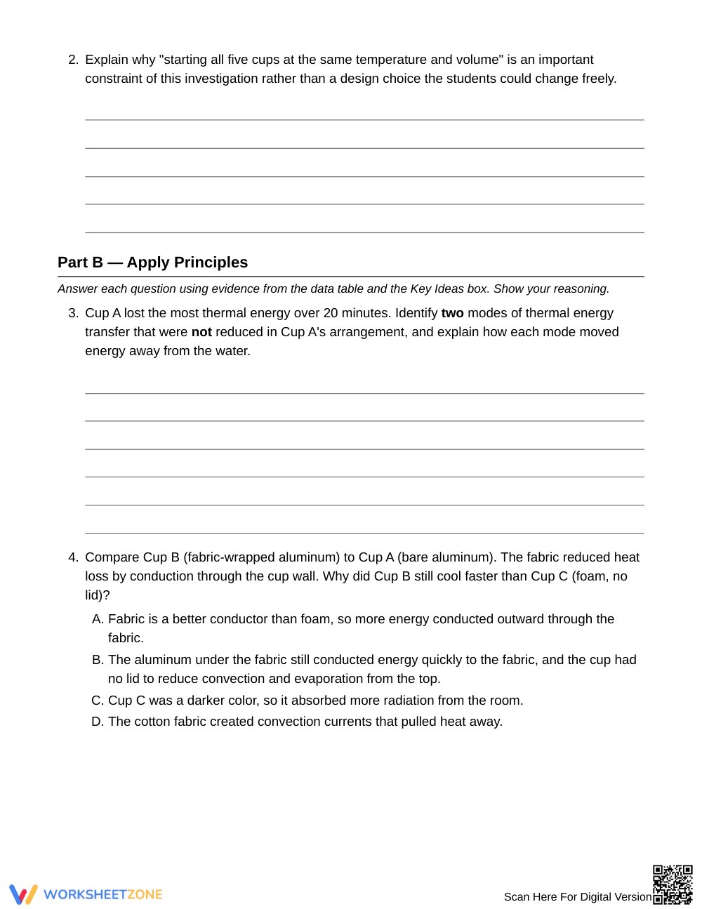 Complete Thermal Insulation Worksheet | Grade 6 Science - Page 3