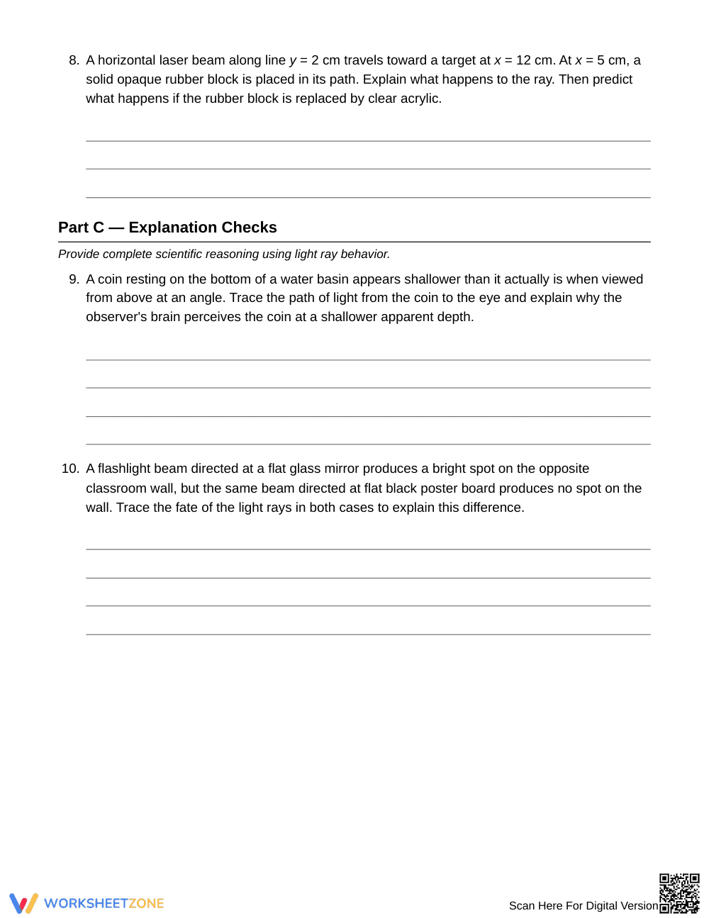 Printable Trace a Light Path Worksheet | Grade 6 Science - Page 4