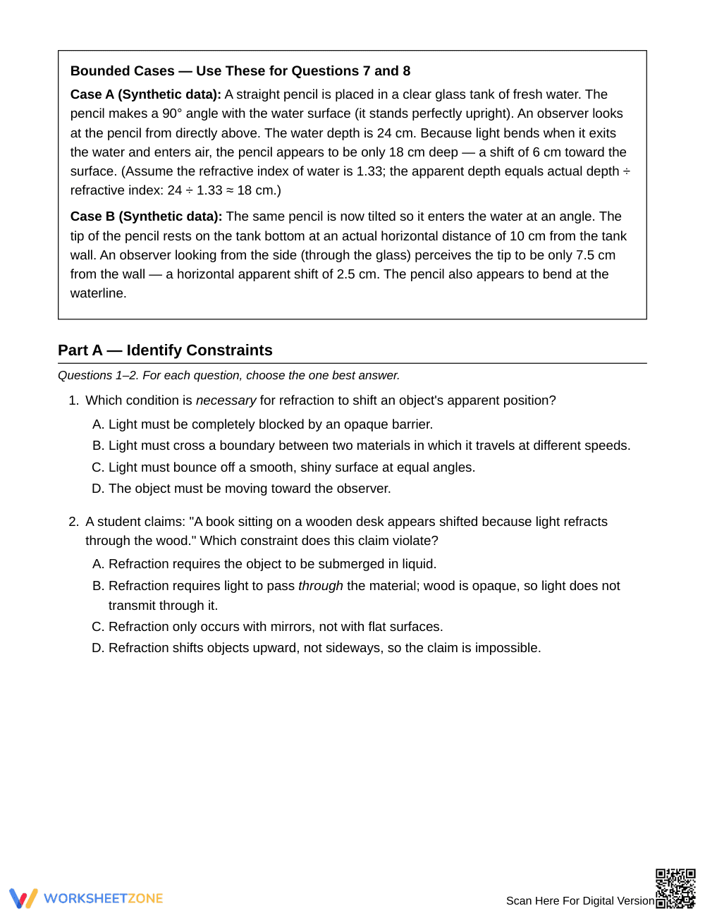 Printable Object Apparent Shift Worksheet | Grade 6 Science - Page 2