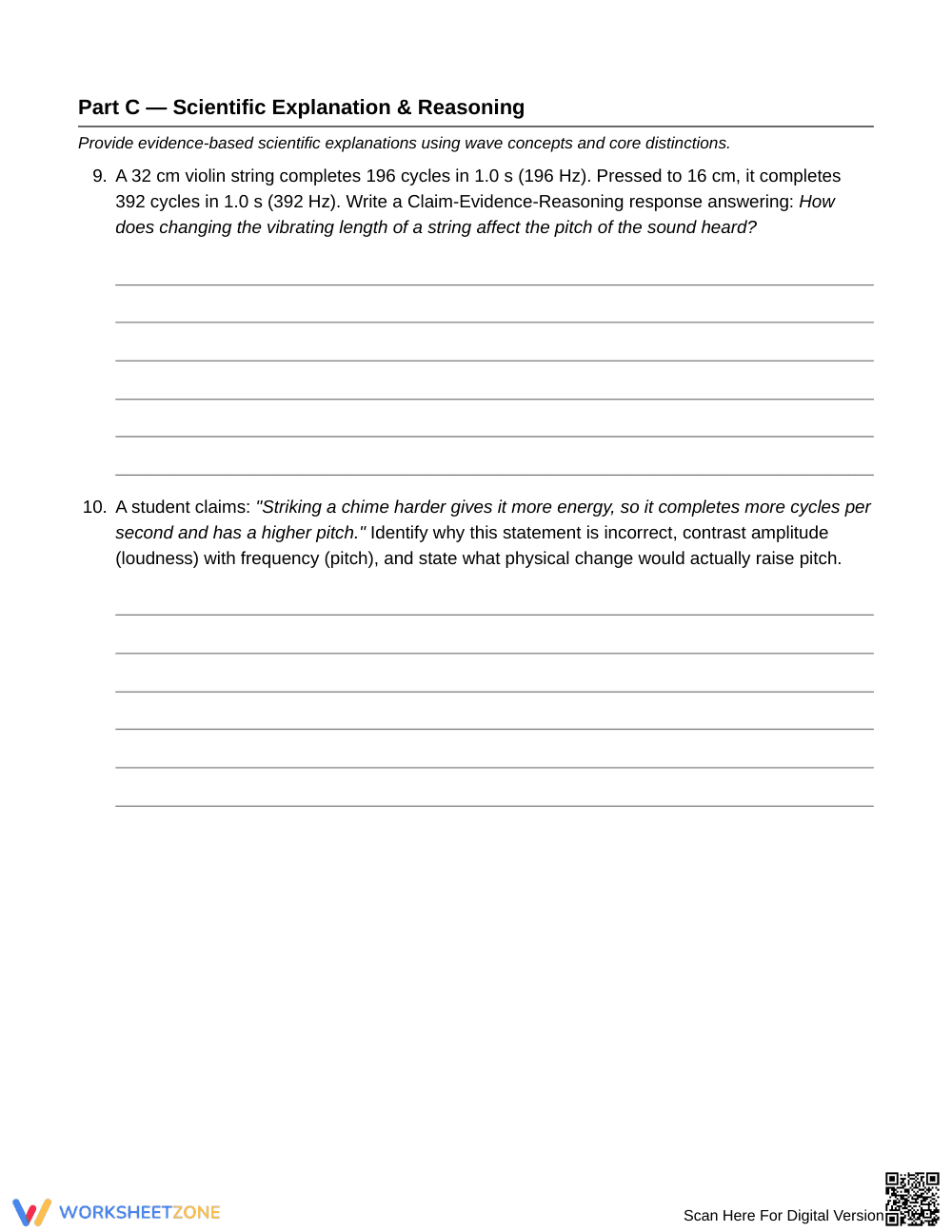 Essential Vibration & Pitch Worksheet | Grade 6 Science - Page 4