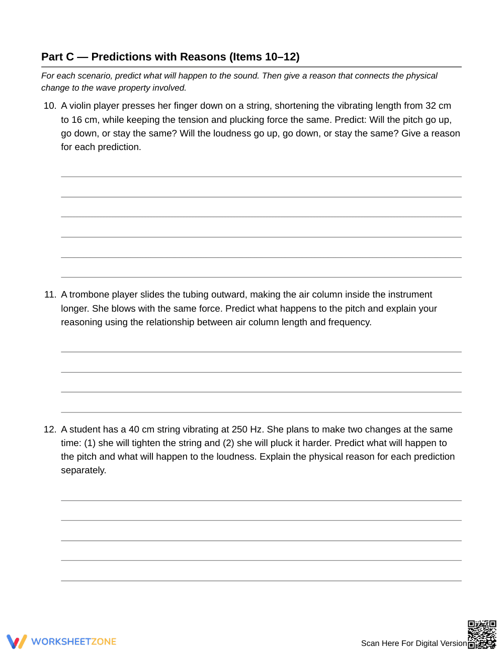 Essential Pitch and Loudness Worksheet | Grade 6 Science - Page 5