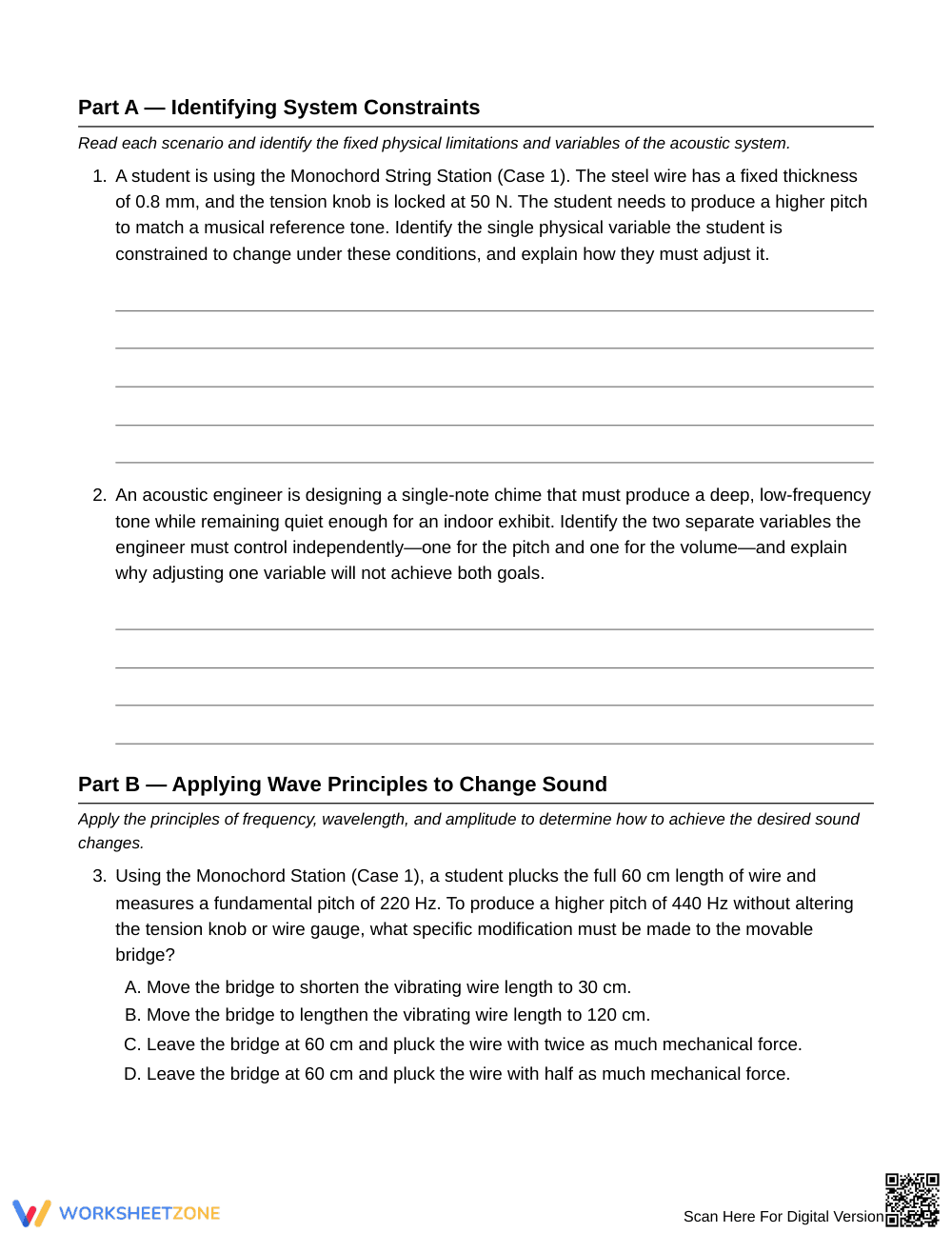Complete Changing Musical Sound Worksheet | Grade 6 Science - Page 2