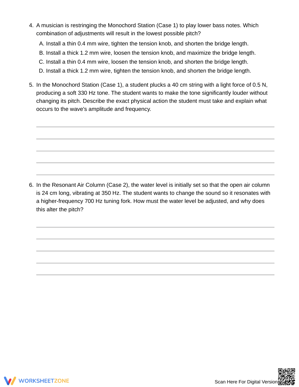 Complete Changing Musical Sound Worksheet | Grade 6 Science - Page 3